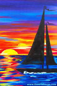 The color design is beautiful. Sailboat Sunset Painting At Paintingvalley Com Explore Collection Of Sailboat Sunset Painting