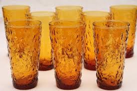 Amber Glass Drinking Glasses Vintage