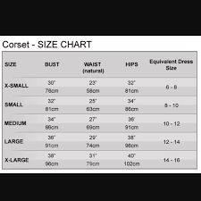 Corset Sizing Chart