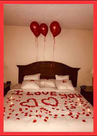 with rose petals am few balloons and