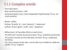 The word complex lives up to its name, as it contains multiple parts of speech and senses. Complex Word Stress