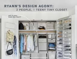 Find ideas and inspiration for double hang closet rod to add to your own home. Two People One Tiny Closet A Small Space Storage Agony With 5 Problems 5 Clever Solutions Emily Henderson