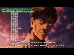 Eren Kruger Mentions Armin and Mikasa - YouTube
