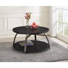 Black Nickel Round Wood Coffee Table