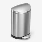 10 Liter / 2.3 Gallon Stainless Steel Small Semi-Round Bathroom Step Trash Can, Brushed Stainless Steel simplehuman