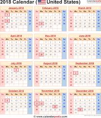2018 Calendar With Federal Holidays