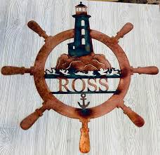 Ships Wheel Monogram Lighthouse Home