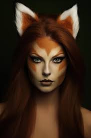 a woman with fox earakeup