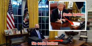 The desk was crafted from the english oak timbers of the british exploration ship called resolute, so that's where its name came from. Biden Appears To Remove Trump S Diet Coke Button In The Oval Office