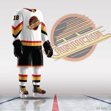 According to an article in the financial post, the flying skate logo, along with a new colour scheme of yellow and orange, was redesigned by a communications firm called beyl & boyd in 1978 to add some punch to the canucks' attack. A White Version Of The Vancouver Canucks Flying V Concept Hockey