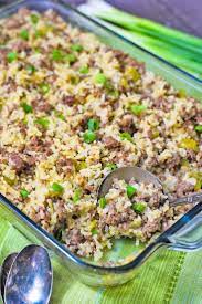 ground beef and sausage rice cerole