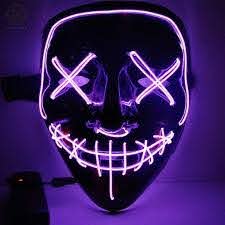 Luxtrada Halloween Led Glow Mask El Wire Light Up The Purge Movie Costume Party Aa Battery Purple Walmart Com Walmart Com