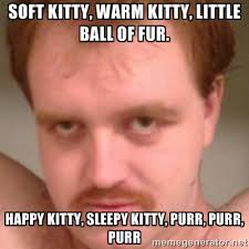 Soft Kitty, Warm Kitty, little ball of fur. Happy Kitty, Sleepy ... via Relatably.com