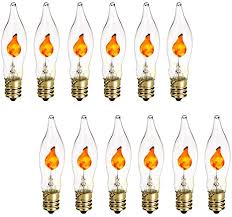 3w Chandelier Flicker Flame Bulb E12 Small Decorative Chandelier Light Bulbs 12 Pack 110v E12 Candelabra Base Clear Flame Tip Candelabra Replacement Bulb For Electric Window Candle Lamp Amazon Com