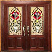 custom church leaded glass doors wood