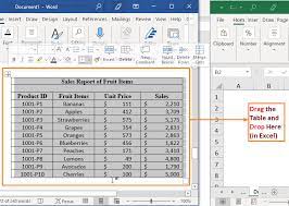 convert word table to excel spreadsheet