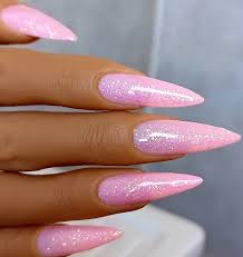 pink sugar custom gel false nails long