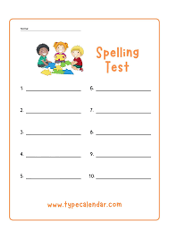 free printable spelling test templates