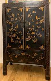 chinese black lacquered cabinet 19th