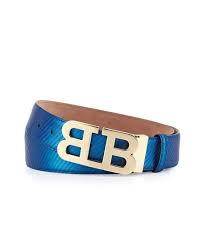 Bally Mirror B Buckle Leather Belt Ultramarine Blue And