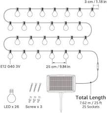 25ft Solar Led String Light Bulb G40