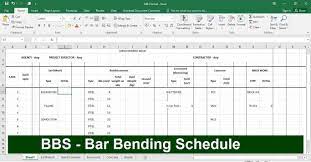 bar bending schedule bbs excel sheet