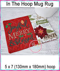 joyful merry blessed mug rug in the