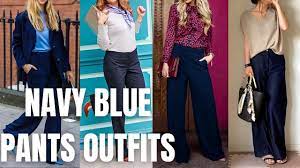 navy blue pants outfit ideas for spring