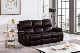 Roma Brown Leather Recliner 3 Seater