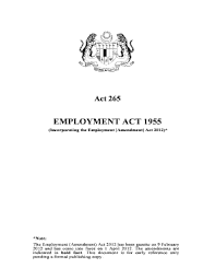 Employment act, 1955 by malaysia., 2001, international law book services, sole distributor, golden books centre edition, in english. Fillable Online Weblib Mpob Gov Employment Act 1955 Malaysian Palm Oil Board Weblib Mpob Gov Fax Email Print Pdffiller