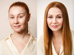 woman before and after makeup