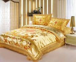 red gold silk bedding sets home
