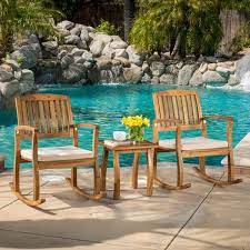 Lucca Outdoor 3 Pc Rocking Chair Set