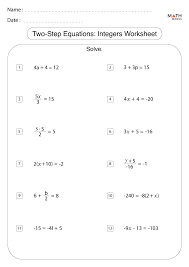 Two Step Equations Worksheets Math Monks