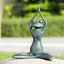 Placed on a chair, bench, stair or garden wall, this whimsical sculpture is suitable for indoor or. Frog Garden Sculpture Stretching Yoga Home Decor