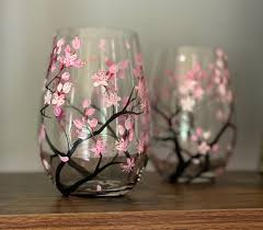 Cherry Blossom Hand Painted Wine Glass