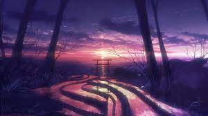 sunset scenery anime 4k wallpaper
