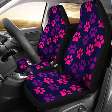 Paw Print Car Seat Cover Purple Pink