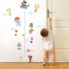 Us 2 52 5 Off Cute Bear Elephant Balloon Aircraft Growth Chart Wall Stickers For Kids Rooms Cartoon Animals Height Measure Wall Decals Art In Wall