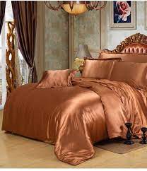 Luxury Silk Bedding Sets Brown Satin