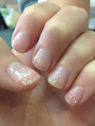 Clear Gel Manicure With Pink Glitter Nice Clean Look For