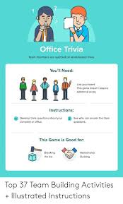 If you can answer 50 percent of these science trivia questions correctly, you may be a genius. Office Trivia Team Members Are Quizzed On Work Based Trivia You Ll Need Just Your Team This Game Doesn T Require Additional Props Instructions Develop Trivia Questions About Your See Who Can Answer The Trivia