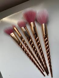 rose gold unicorn makeup brushes