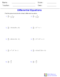 diffeial equations worksheets