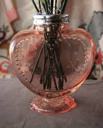 Vintage Pink Glass Heart Shaped Vase
