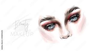 beautiful woman face makeup vector
