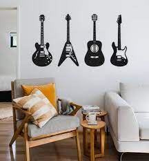 Black Landscape Guitar Wall Art Size 3 Ft