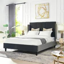 Tall Wingback Queen Platform Bed Frame
