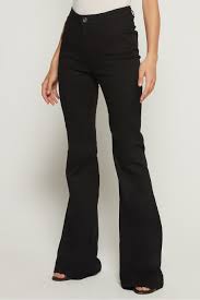 Shop Black Trendyol High Waist Bell Cuff Jeans For Women Nisnass Uae