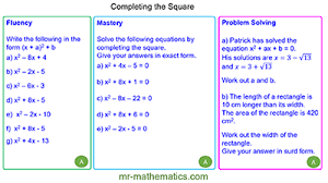 Completing The Square Mr Mathematics Com